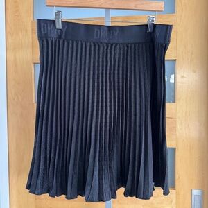 DKNY Charcoal A-Line Pleated Skirt